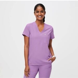 Figs Purple V-Neck Short Sleeve Tee